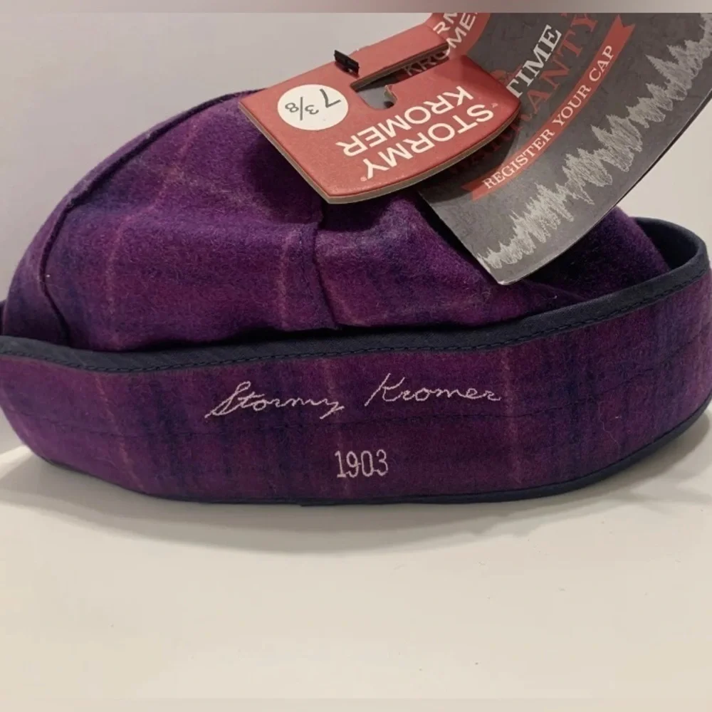 Hat Stormy Kromer Women Size 7 3/8” Hat Wool NEW Purple Plum Cap Button Up Nylon